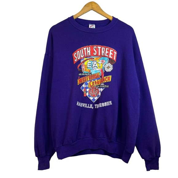 Vintage South Street Eat Smoke House Crab Shack Nashville Tennessee Sweater - Picture 1 of 10